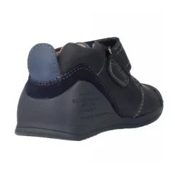 Sneakers Velcro en Cuir Bleu