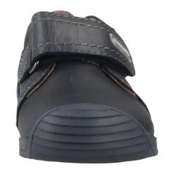 Sneakers Velcro en Cuir Bleu