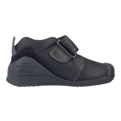 Sneakers Velcro en Cuir Bleu