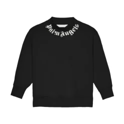 Sweatshirt à col rond avec logo sur le col brossé