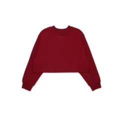 Sweatshirt court à col rond avec logo strass
