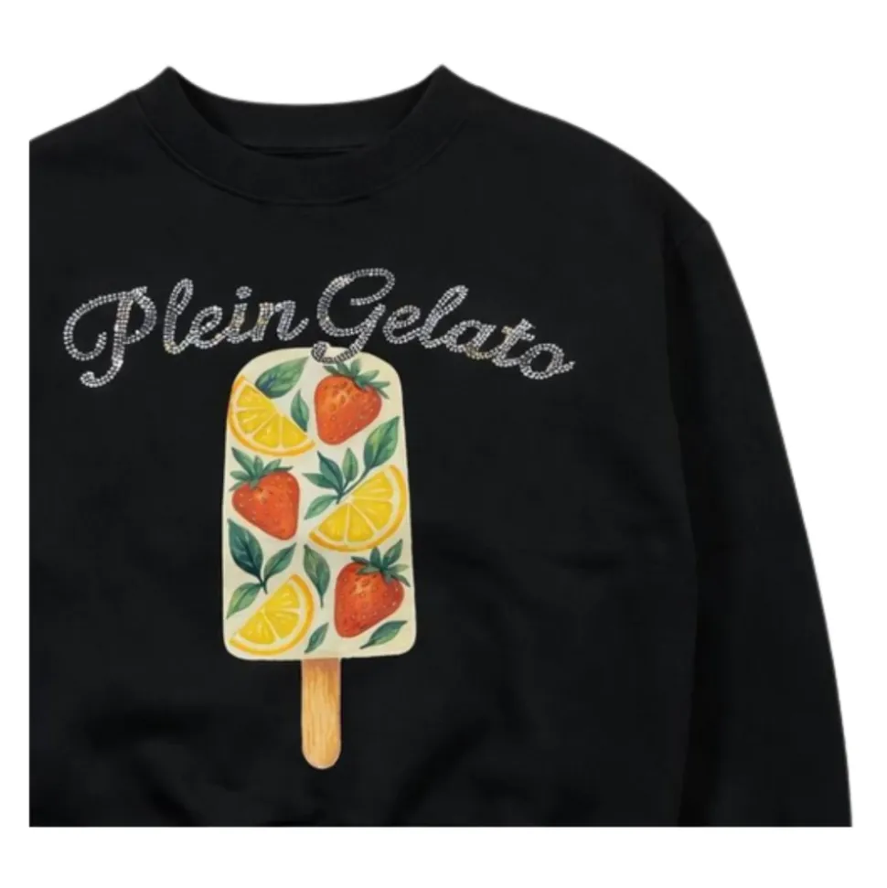 Sweatshirt à logo strass