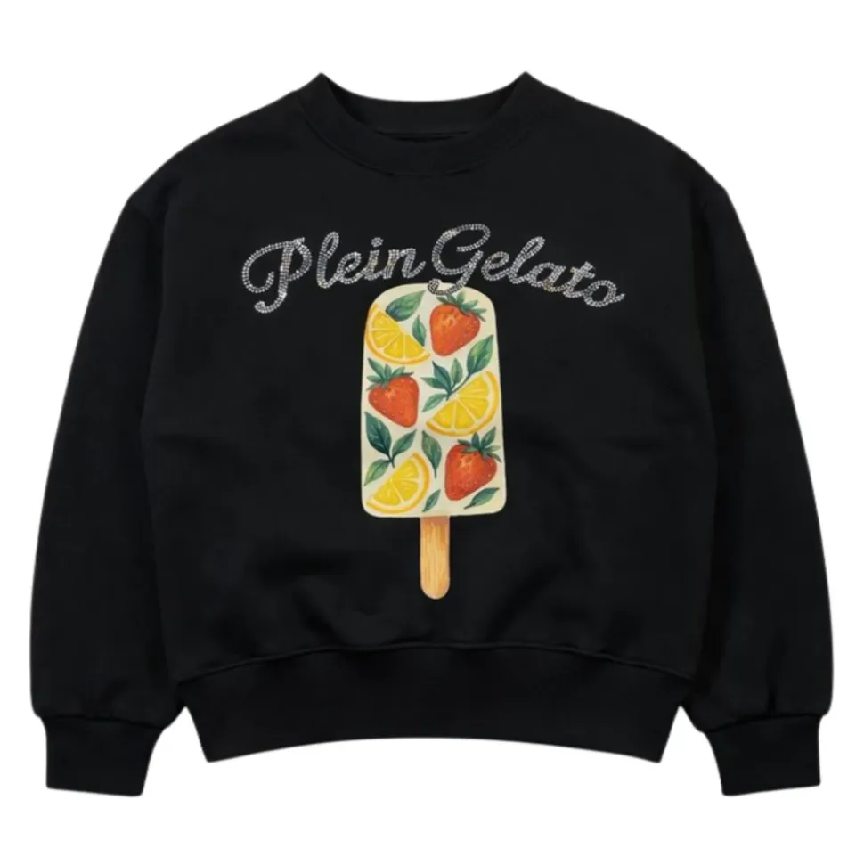 Sweatshirt à logo strass