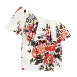 Top en popeline imprimé bouquet de fleurs