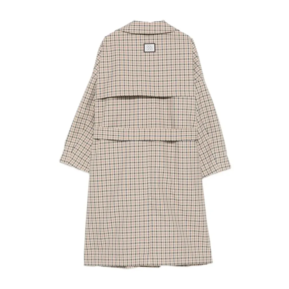 Trench-coat à double boutonnage à carreaux