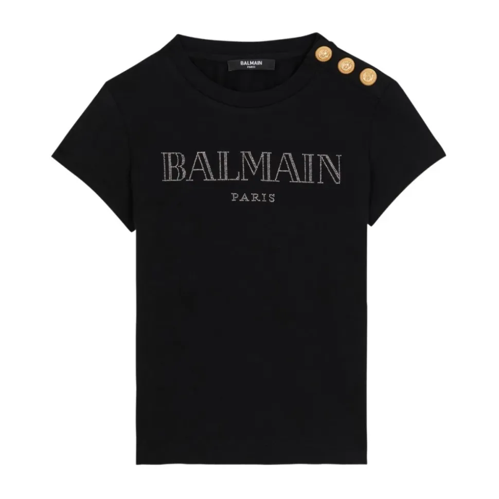 T-shirt en coton avec logo strass