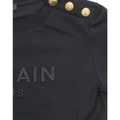 T Shirt Logo Ricamato Bottoni Oro