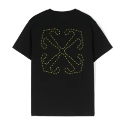T-shirt Noir avec Logo Imprimé et Col Rond