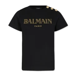 T-shirt Noir en Coton à Manches Courtes