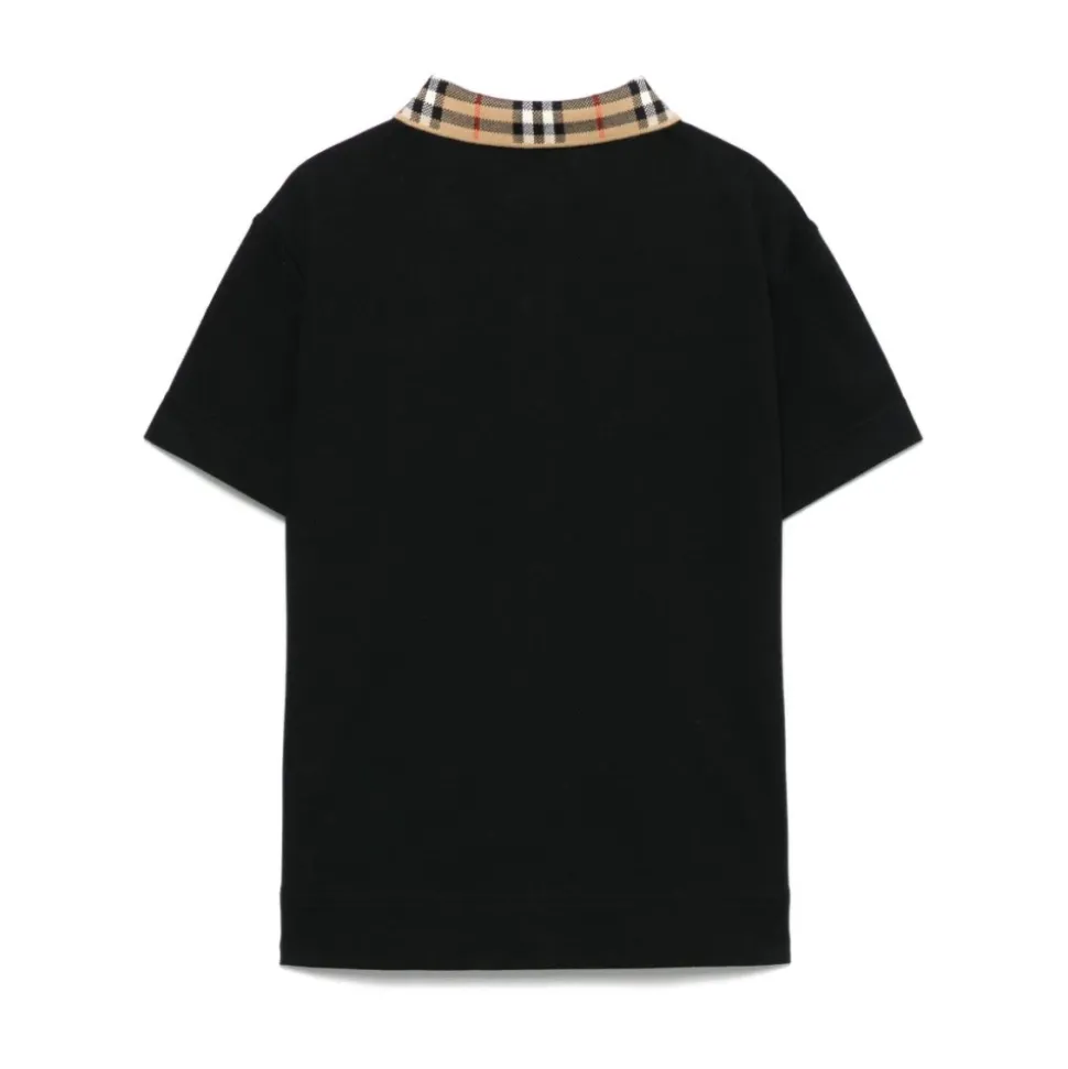 T-Shirt Polo à Manches Courtes avec Col à Carreaux
