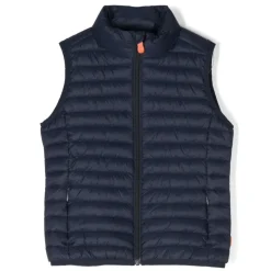 Veste Bleue Sans Manches Col Montant Rembourrée
