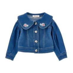 Veste en jean avec broderie florale