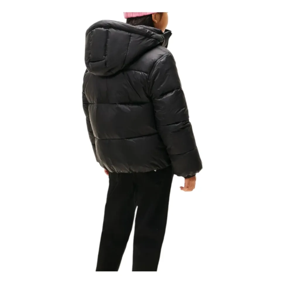 Veste Noire Brillante à Capuche
